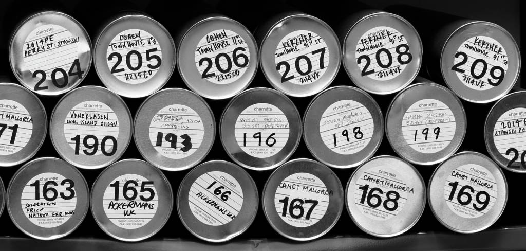 B/W image of storage tubes.